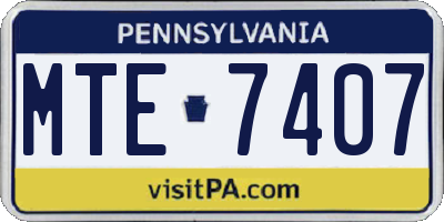 PA license plate MTE7407