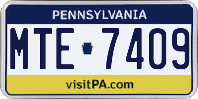 PA license plate MTE7409