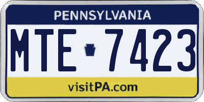 PA license plate MTE7423