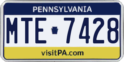 PA license plate MTE7428
