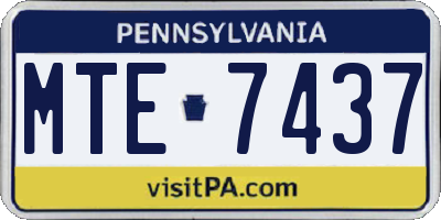 PA license plate MTE7437
