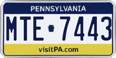 PA license plate MTE7443