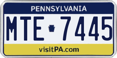 PA license plate MTE7445