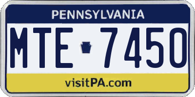 PA license plate MTE7450
