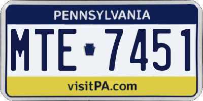 PA license plate MTE7451