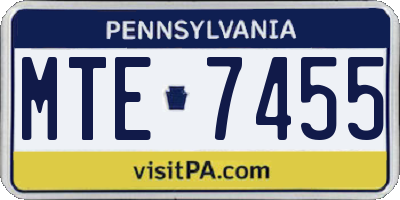 PA license plate MTE7455