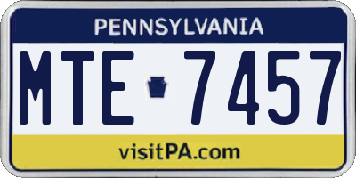 PA license plate MTE7457