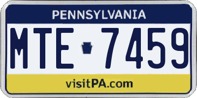 PA license plate MTE7459