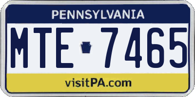 PA license plate MTE7465
