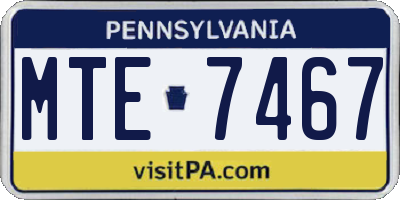 PA license plate MTE7467