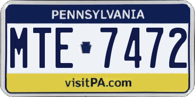 PA license plate MTE7472