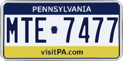 PA license plate MTE7477