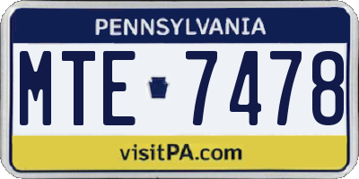 PA license plate MTE7478