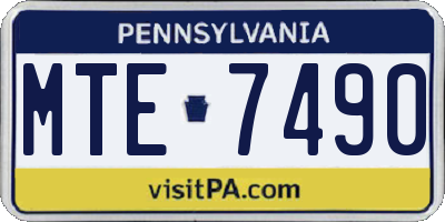 PA license plate MTE7490