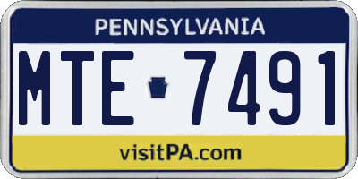 PA license plate MTE7491