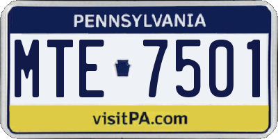 PA license plate MTE7501