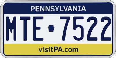 PA license plate MTE7522