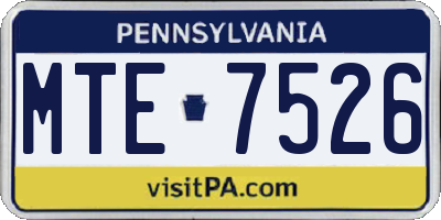 PA license plate MTE7526