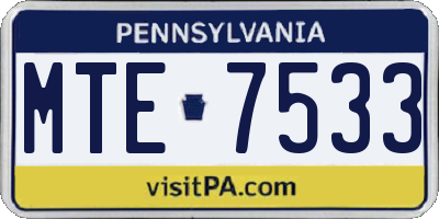PA license plate MTE7533