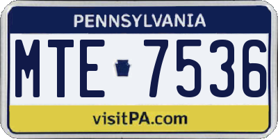 PA license plate MTE7536
