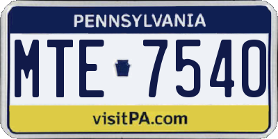 PA license plate MTE7540