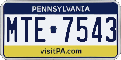 PA license plate MTE7543