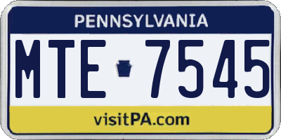 PA license plate MTE7545
