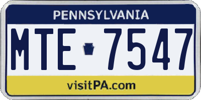 PA license plate MTE7547