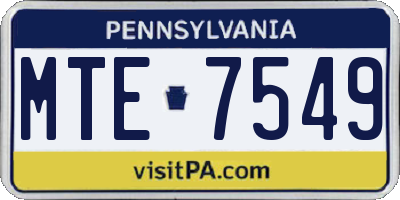 PA license plate MTE7549
