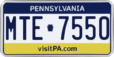 PA license plate MTE7550