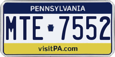 PA license plate MTE7552