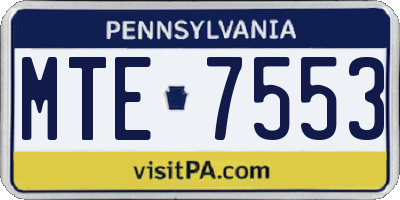 PA license plate MTE7553