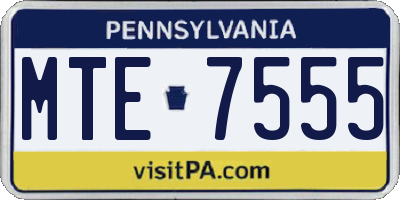 PA license plate MTE7555