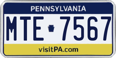 PA license plate MTE7567