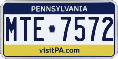 PA license plate MTE7572