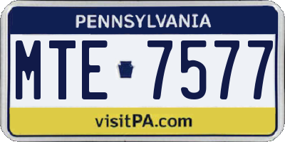 PA license plate MTE7577