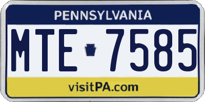 PA license plate MTE7585