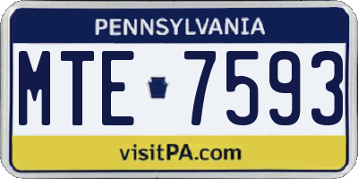 PA license plate MTE7593