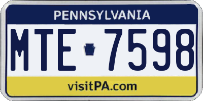 PA license plate MTE7598