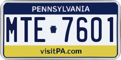 PA license plate MTE7601