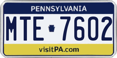 PA license plate MTE7602