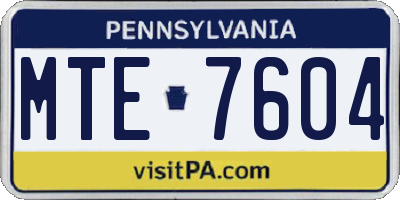 PA license plate MTE7604