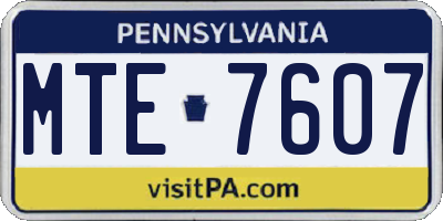 PA license plate MTE7607