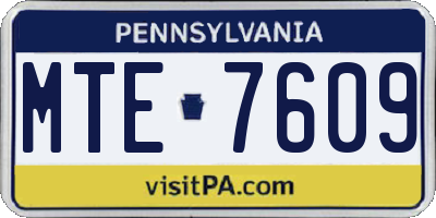 PA license plate MTE7609