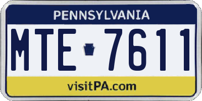 PA license plate MTE7611