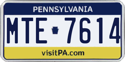 PA license plate MTE7614
