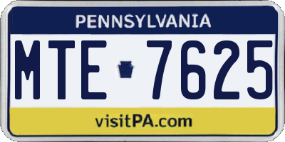 PA license plate MTE7625