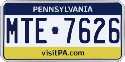 PA license plate MTE7626