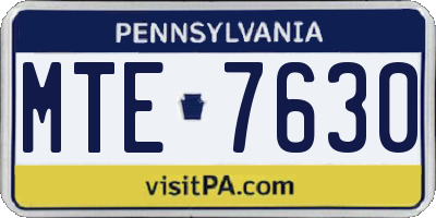 PA license plate MTE7630
