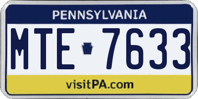 PA license plate MTE7633